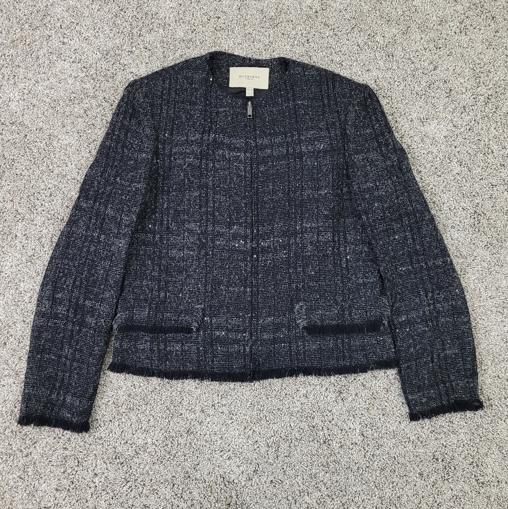 Burberry Tweed Zip Blazer Jacket